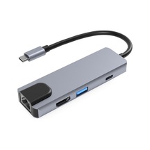 6 Lı Type-c Genişletme Hub I: Usb3.0, Hdmı, Rj45, Pd Şarj, Sd/tf Kart Yuvası, Alüminyum Gövde
