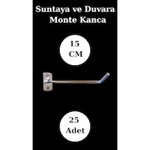 25 Adet 15 Cm Suntaya Kanca Duvara Monte Kanca Çok Amaçlı Kanca Krom
