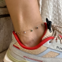 14k Altın Renkli Taşlı Halhal Altın