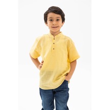 Kısa Kol Şile Bezi Bodrum Erkek Çocuk Tshirt Sarı 3073