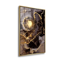 Siyah Füme Altın Halkalar Gold Çerçeveli Cam Tablo