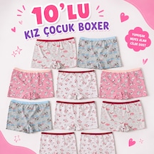 Orivra Kız Çocuk 10'lu Şort Boxer Seti Pamuklu Esnek Desenli İç Çamaşırı Paketi Renkli