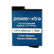 Power-xtra - Osmo360 - Action 3/4/5/6 Pro - 3.87v 2000 Mah Li-ion Aksiyon Kamera Bataryası