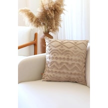 Tr Bohem Özel Tasarım Punch Panç Desen Kare Dekoratif Kırlent Kılıfı 50x50 Cm Letta Natural Genel