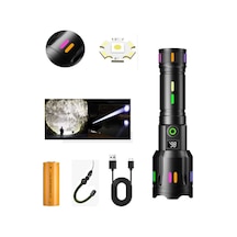 Profesyonel Zoomlu 50w Şarjlı Powerbank Avcı Polis El Feneri Tdrtr Çok Renkli
