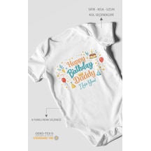 Morivokids Happy Birthday Dad I Love You Kısa Kollu Bebek Body Beyaz