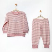 Andywawa Kız Bebek Bamboo Casual Çizgili Alt Üst Takım Pembe Ac27