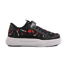 Siyah Cırtlı Fileli Hafif Unisex Çocuk Spor Ayakkabı 1883 F Siyah