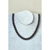 7 Mm Lal Granat Garnet Doğaltaş Kolye 03 - Bordo