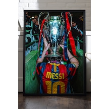 Lionel Siyah Ahşap Çerçeveli Poster, Dekoratif Futbol Duvar Tablosu