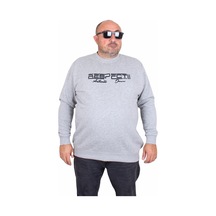 Moc Grande Mocgrande Erkek Büyük Beden Sıfır Yaka 3ip Sweat Respect 24205 Grı Melanj Gri Melanj
