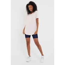 Tarz Cool Kadın Açık Pembe Pis Yaka Salaş T-shirt Ktcps001r07s Açık Pembe