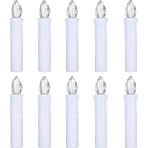 Yuntech01 10 Adet Led Santral Mum Işığı - Islak Beyaz Simülasyon, 6 Tuşlu Kumanda, 10 Adet Kosa - Noel Ağaçı, Düğün, Toplantı Dekorasyonu Ck01 Renkli