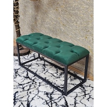 Zafir Siyah Boyalı Diktörtgen 100 Cm X 40 Cm Oturak Puf - Bench - Makyaj Oturağı - Oturak Yeşil