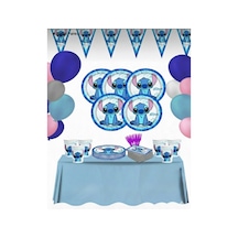 Stitch 8 Kişilik Doğum Günü Seti Parti Malzemeleri Mavi Tüm Yaşlar