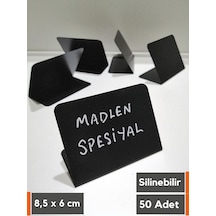 50 Adet Kolay Silinebilir Karatahta Ayaklı Pvc Siyah Etiket