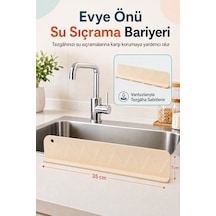 Evye Önü Su Sıçrama Önleyici Bariyer Bulaşık Yıkama Sıçrama Koruyucu Tezgah Önü Su Bariyeri Bej