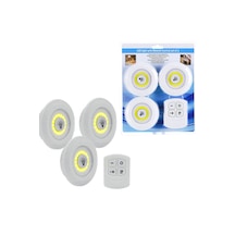 3lü Uzaktan Kumandalı Yapışkanlı Kablosuz Led Spot Lambalar 5332 .