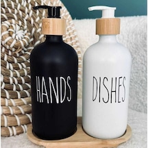 2 Li Hands Dishes Siyah Beyaz Dekoratif Mutfak Banyo Sıvı Cam Sabunluk Seti 500ml Bambu Stantlı Set Beyaz-siyah 2 Li Hands Dishes Siyah Beyaz Dekoratif Mutfak Banyo Sıvı Cam Sabunluk Seti 500ml Bambu Stantlı Set Beyaz-siyah