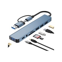 Coverzone Çoklayıcı Adaptör 8 İn 1 Usb/type-c To Usb A, Usb C Macbook Uyumlu Çevirici Adaptör Çok Portlu Çoklayıcı 8in1 Usb Hub Titanyum Renk Byl2218tu
