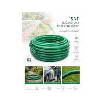 25 Metre Uzunluğunda 1/2" Örgülü Bahçe Hortumu, Kırılmaz Yeşil