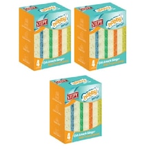 Stepy Çok Amaçlı Mercan Sünger Düz 4 Lü X 3 Paket
