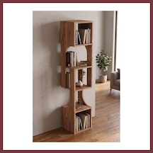 Storeşahin Kitaplık Ahşap Dekoratif Raf 5 Katlı Modern Çok Amaçlı Kitaplık Salon Ofis Kitaplığı 7066 Atlantik Çam Shn0720
