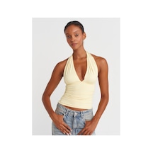 Dilvin 31968 Büzgülü Halter Yaka Top Sarı