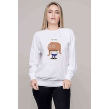 It'S Fine Baskılı Beyaz Kadın Sweatshirt
