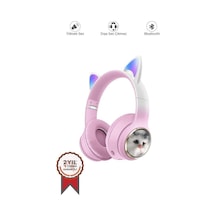 Premium Okul Gereci Taşınabilir Set Hd11 Pembe Sevimli Kedi Karikatür Kulaklık