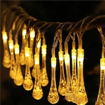 10 Led 2 Metre Sarı Kristal Su Damlası Güneş Enerjili Led Işık Solar Bahçe Ağaç Lamba Aydınlatması Sarı