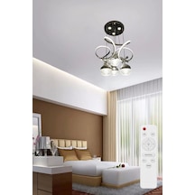 Papatya 3 Işık Kumandalı Beyaz, Sarı, Günışığı Krom Luxury Ledli Salon Avize Büyük Toplu Çok Renkli