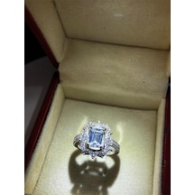 Pırlanta Montür Baget Kraliçe Gümüş Tektaş Işıklı Kutuda Evlilik Teklifi Ciddi İlişki Yüzüğü