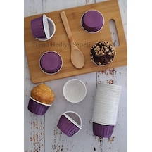 50'li Mor Muffin Kek Kalıbı, Kek Kapsülü Cupcake Kalıbı, Airfryer Uyumlu .