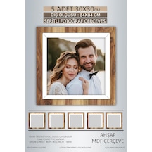 Yhfoto 5 Adet 30x30 Çerçeve Ahşap Beyaz Şeritli Fotoğraf Mdf Çerçeve Kare Çerçeve Kahverengi 30 Standart