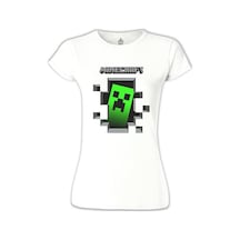 Minecraft 3 Beyaz Kadın Tshirt 001