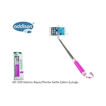 Selfie Çubuğu Kablolu Addison Ad-s33 Pembe Çok Renkli