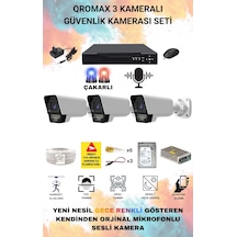 3 Kameralı Set - Yapay Zeka Özellikli Gece Renkli Sesli Fullhd 5mp Lensli 9 Warm Ve Çakar Ledli Güvenlik Kamerası Seti 5909ws-104