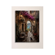 İtalyan Sokak Manzarası A3 Metal Poster Çiçekli Taş Sokak Ve Deniz Manzaralı Dekoratif Duvar Tablosu Çok Renkli - 937479197 Çok Renkli - 937479197 Çok Renkli
