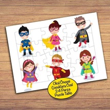 Süper Minik Kahramanlar Çocuklara Özel Puzzle Yapboz Tablo-237pz