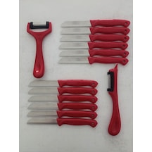 Solingen 12'li Meyve-sebze-doğrama Bıçağı Ve 2'li Soyacak 14'lü Set Kırmızı Metal