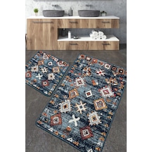 Ressal Banyo Halısı Djt 2 Li Set Banyo Halısı Paspas Yıkanabilir Kaymaz Çok Renkli