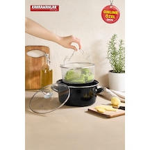 Kahramanlar Cips Chef 22 Cm Emaye Kızartma Tenceresi Siyah
