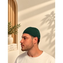 Erkek Namaz Takkesi Zikzak Desenli Standart Beden Mv001 Hac Umre Ve Günlük Kullanım Takkesi Yeşil
