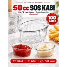 50 Cc Şeffaf Plastik Sos Kabı 100 Lü Ketçap, Mayonez Ve Porsiyonluk Sunum Kabı Diğer