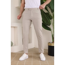 Hazego Erkek Slim Fit Likralı Bilek Boy Kumaş Pantolon Bej