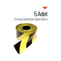 5 Adet Emniyet Şeridi Sarı-siyah 500 M, İkaz Bandı, Güvenlik Şeridi-4116