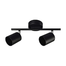 Mylightsc Ampullü İkili Led Spot Aplik Avize Armatür Harekli Metal Gün Işı Led Ampul Dahildir Siyah