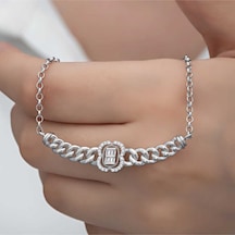 Casera's Gümüş Gurmet Zincirli Baget Taşlı Kadın Kolye Csr2181303 Gümüş