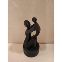 Anne Ve Bebek Ev Masüstü Dekoratif Hediyelik Obje Siyah Renk 14cm
